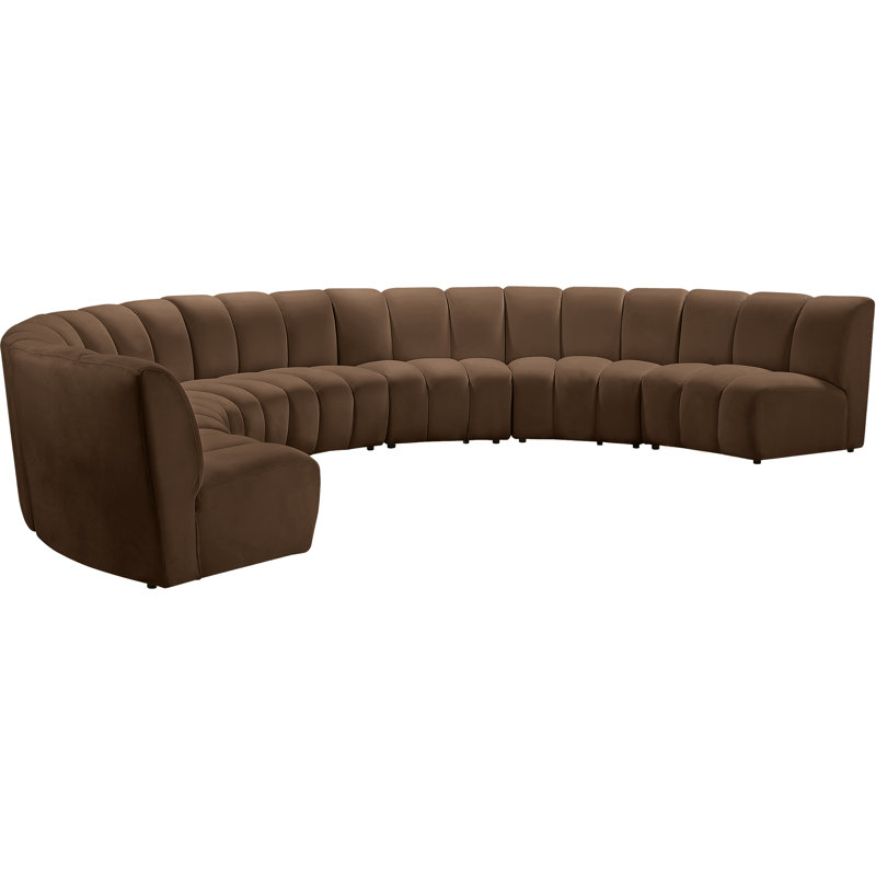 Canapé modulaire en velours Infinity, Velours brun, 7 pièces