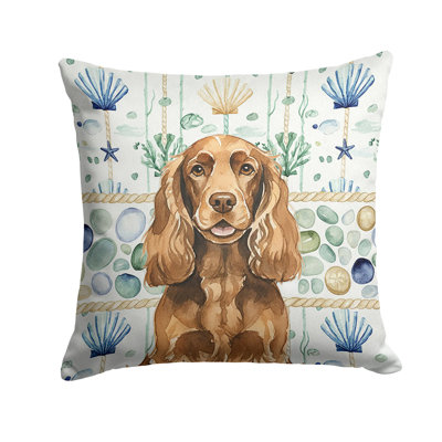 Liver English Cocker Spaniel Coastal Sea Glass Throw Pillow