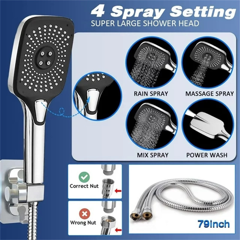 Rain Dual Shower Head 1.75 GPM GPM, Chrome/Black
