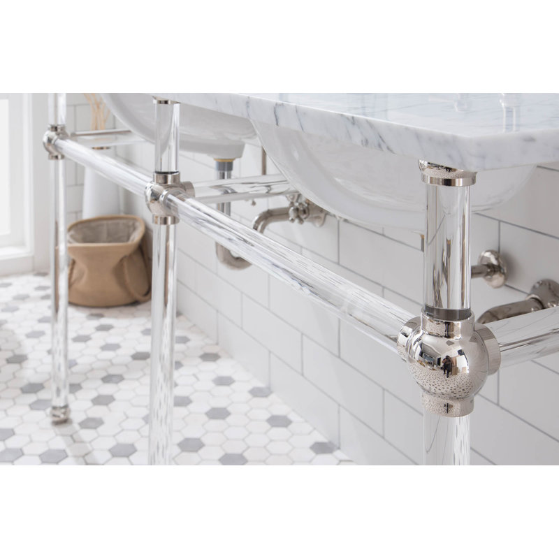 Empire Stone Oval Console Bathroom Sink with Faucet and Overflow, Polished Nickel