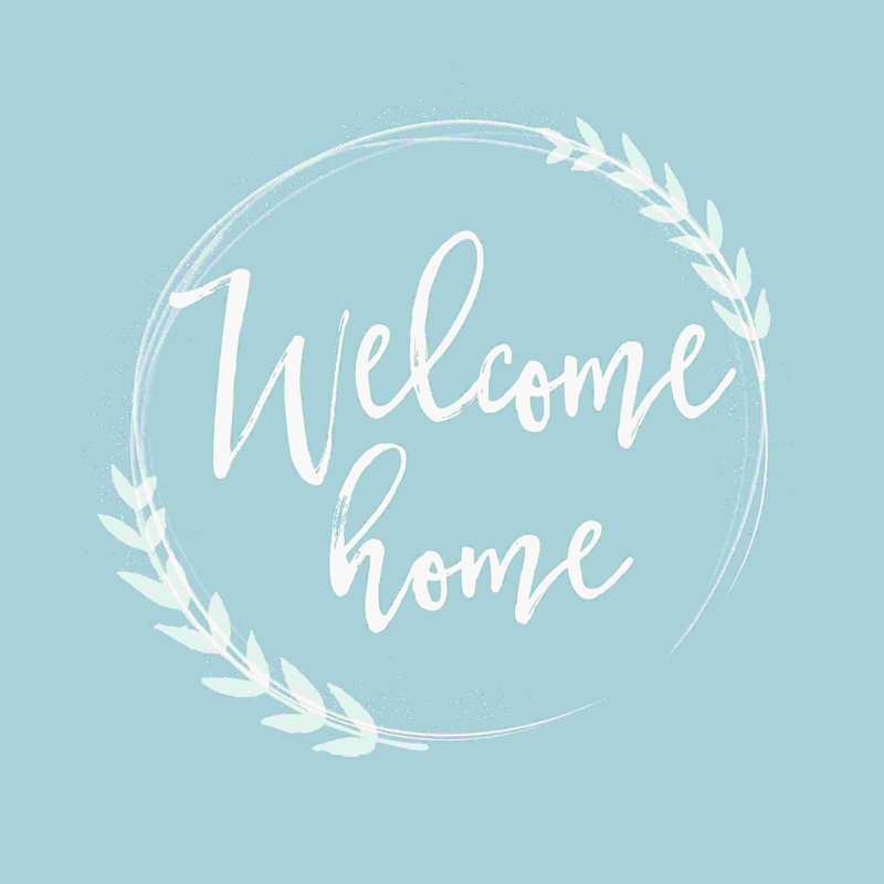 Welcome Home - bleu, H 12 po x l 12 po x P 1,25 po