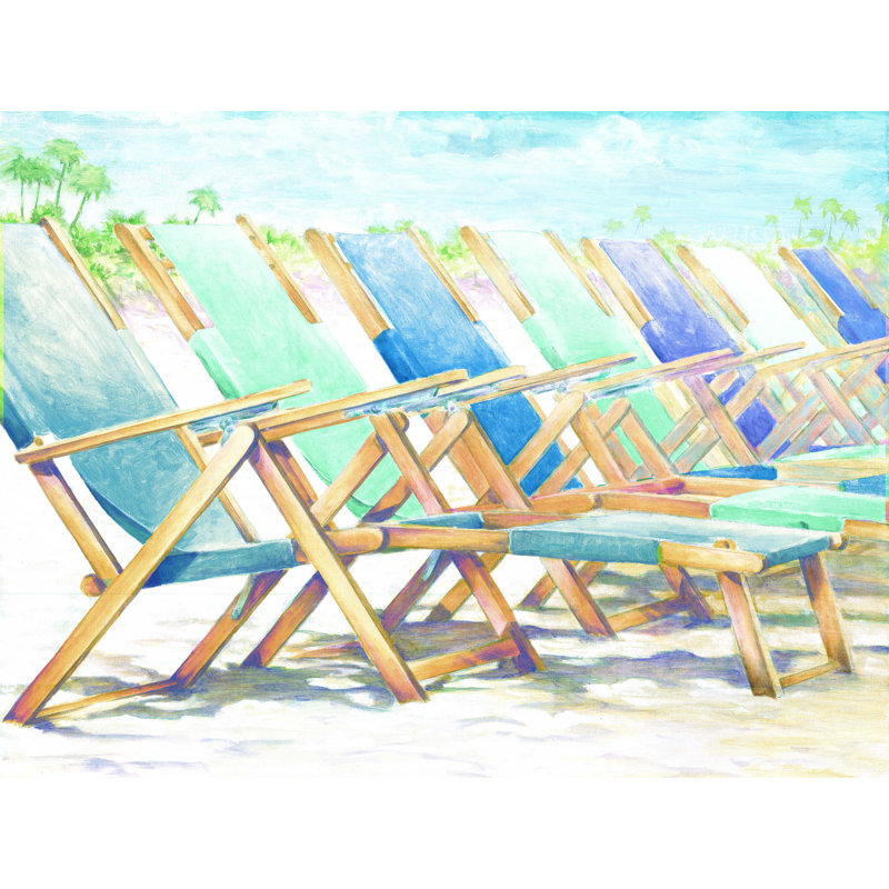 Chaises de plage 2 - peinture sur toile tendue, H 30 po x l 40 po