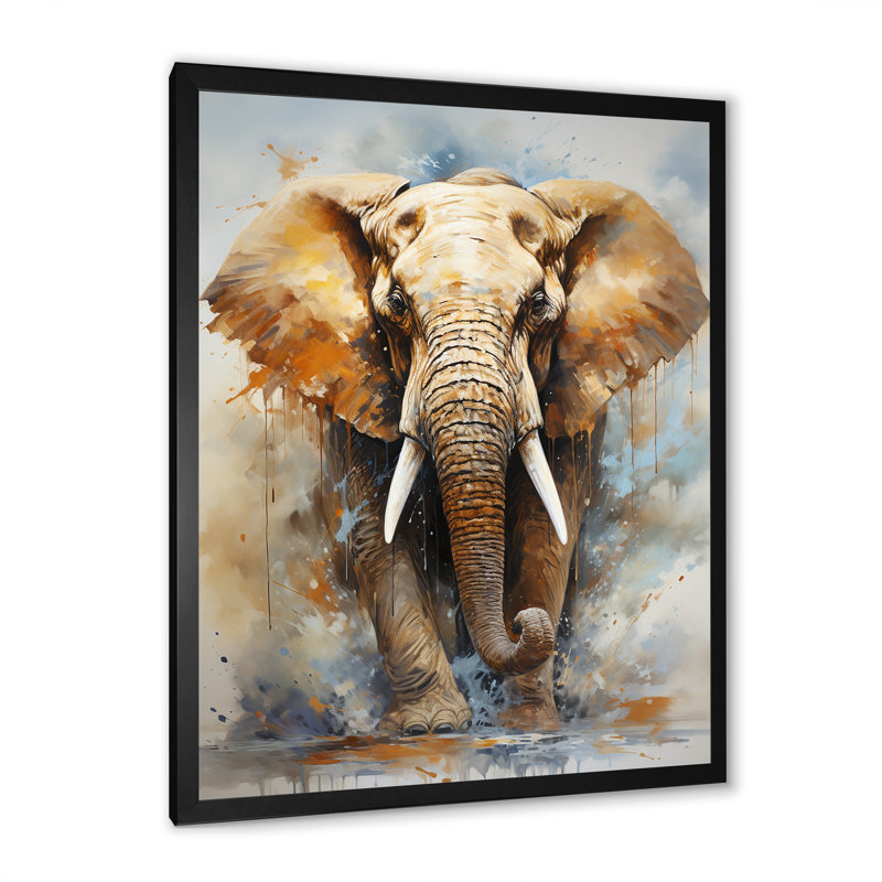 Magnifique portrait d'éléphant I, Cadre simple noir, H 20 po x l 12 po x P 1 po
