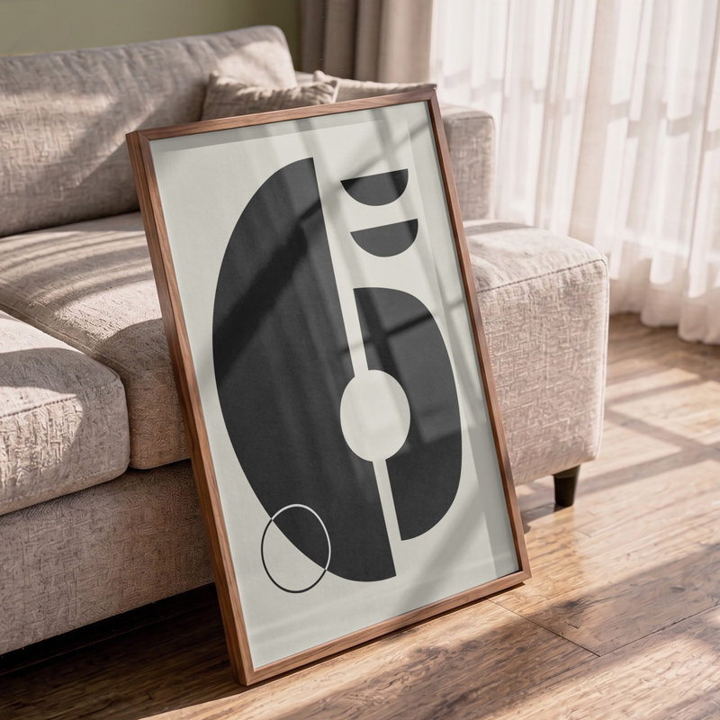 Organic Geometric Shapes Print by Other Artist, 24 × 36, Matted Framed Print, Black