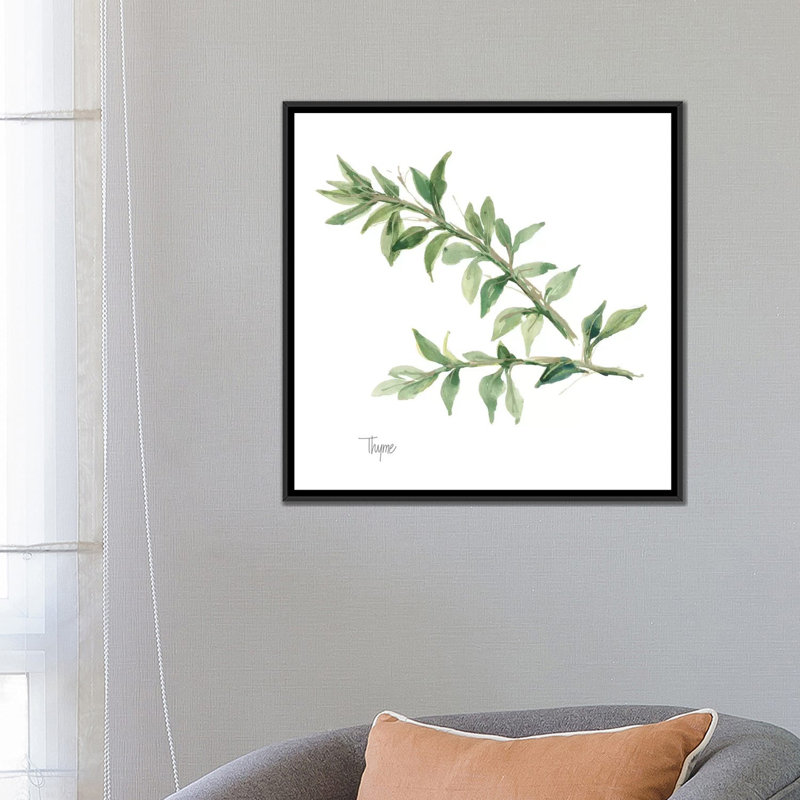 « thyme », reproduction d’art sur toile, H 18 po x l 18 po x P 1,5 po, Toile avec cadre noir, Non mat
