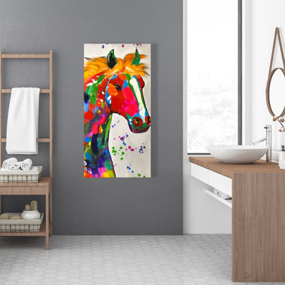 Toile abstraite cheval coloré - éclaboussures de peinture