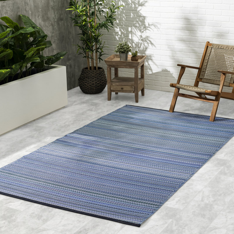 Outdoor Rug Plastic Straw Rug Waterproof Patio Amyree, Rectangle 8' x 10', Cancun - Indigo 