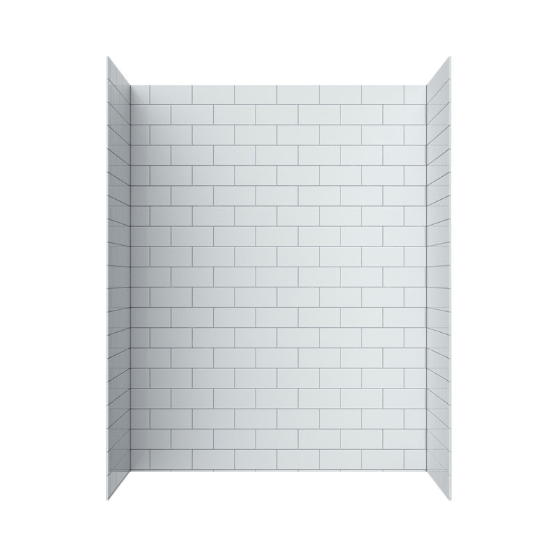 Mistelle 60 In. W X 36 In. D X 86 In. H White Subway-Tile Shower Wall Panel Surround, Set Of 3, Cuttable
