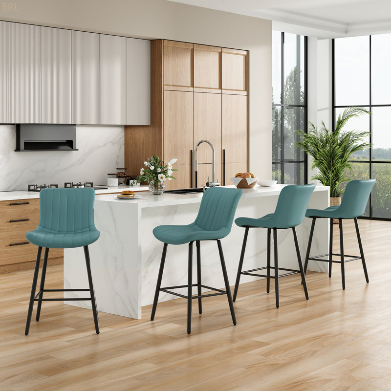Ensemble de 2 tabourets de comptoir de 26 pouces, tabouret de bar moderne en similicuir, tabourets de bar à hauteur de comptoir, tabourets de bar à hauteur de comptoir pour îlot de cuisine