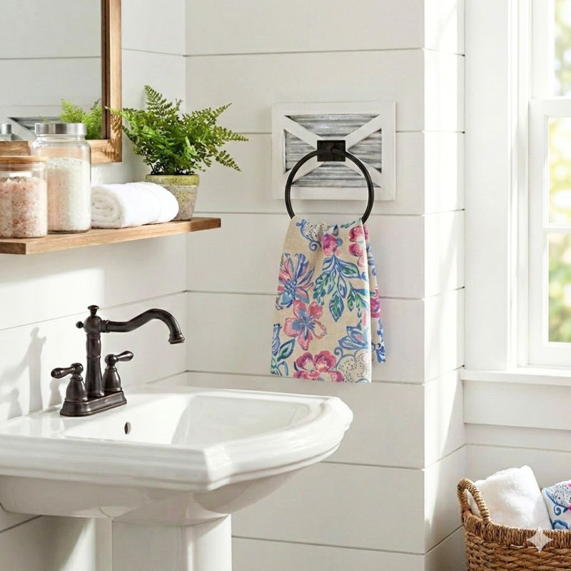Anneau à serviette de salle de bain Rustic Farmhouse, Blanc