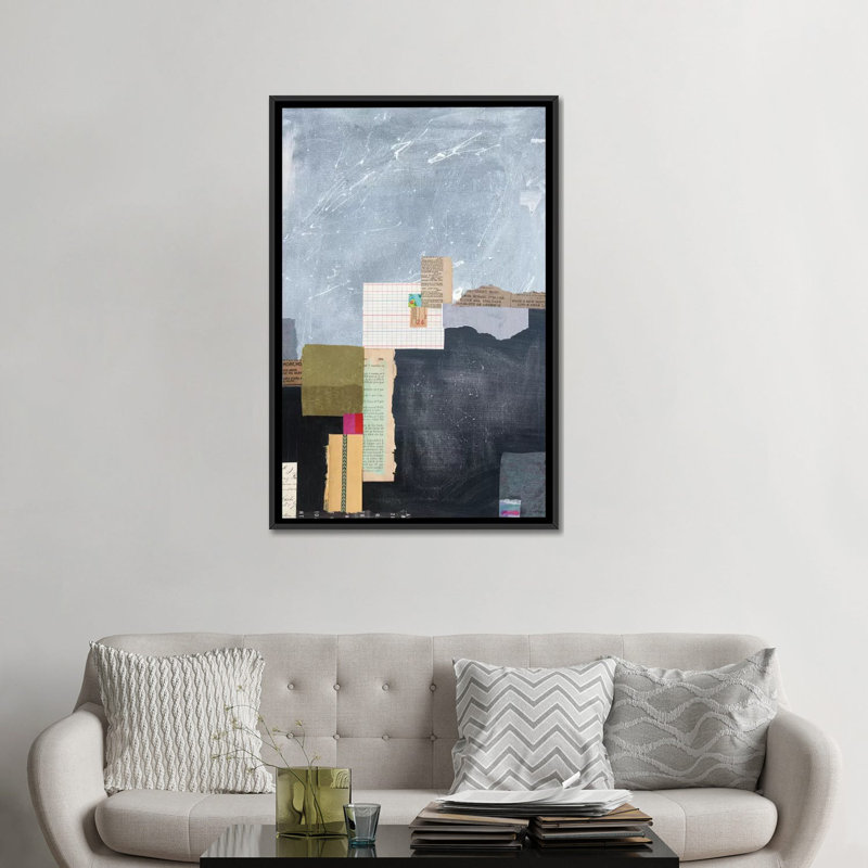 «Block Abstract I», impression sur toile, H 26 po x l 18 po x P 1,5 po, Toile avec cadre noir, Pas de tapis