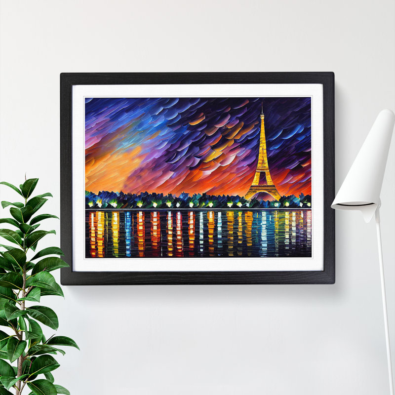 Eiffel Tower Paris Vol.5 - Single Picture Frame Painting, 46cm H x 64cm W x 2cm D, Black