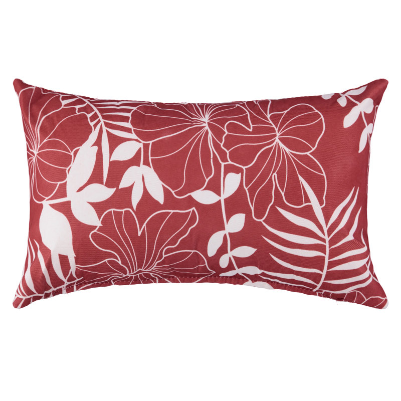 Housse de coussin rectangulaire à imprimé tropical, Rouge