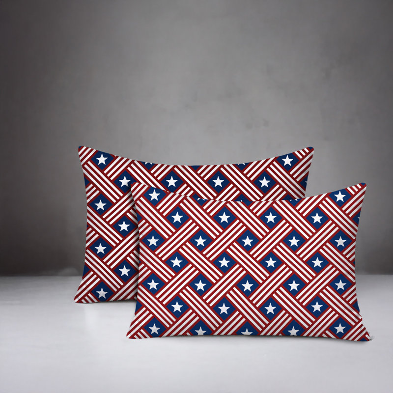 Ensemble de coussins réversibles intérieur / extérieur Star Stripe, 20x14, Navy Blue