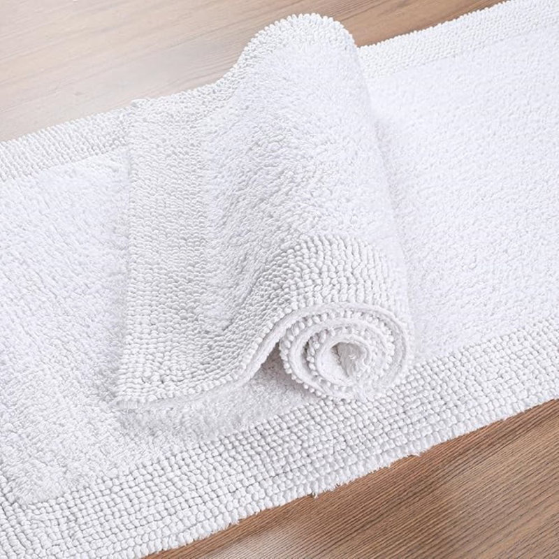 Tapis pour salle de bain en coton - Tapis de bain lavable à la machine absorbant l'eau, Simple - L 34 po x l 21 po