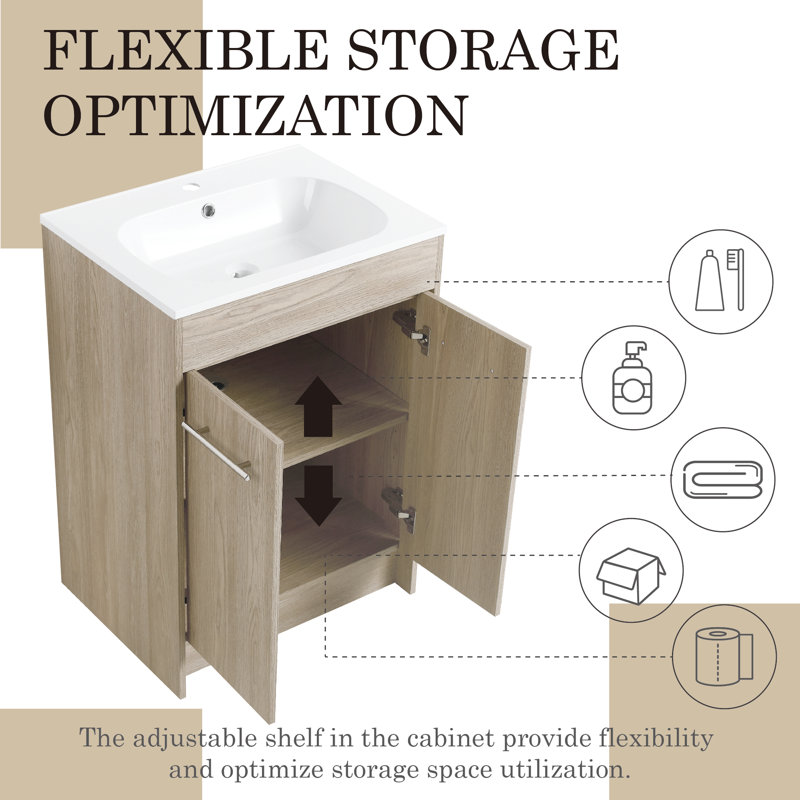Allandra 24 " W Freestanding Standard Free Standing 1 Single Vanity Bathroom Vanity With Acrylic Top