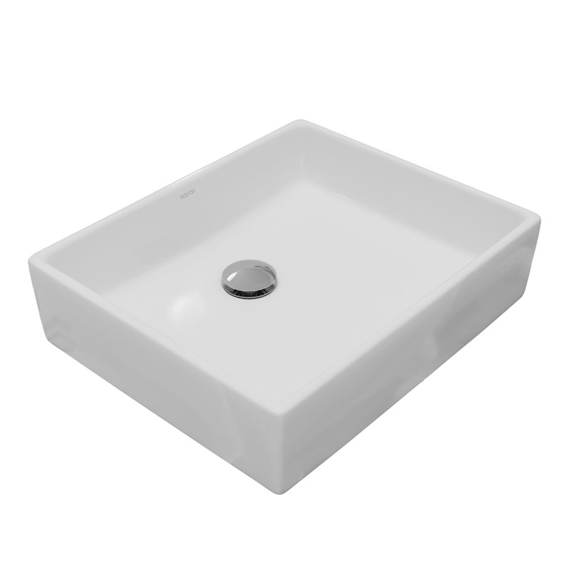 Karran Valera 16 In. Vitreous China Rectangular Vessel Bathroom Sink