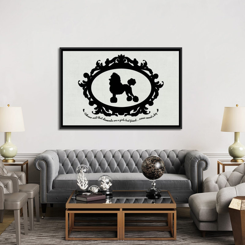 Caniche (noir et blanc) par 5by5collectif - Impression sur toile tendue sur châssis, H 40 po x l 60 po x P 1,5 po