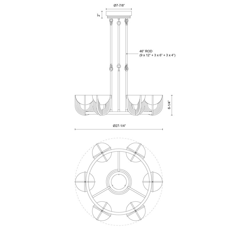 Colette Steel LED Chandelier by Elisa Carlucci, Urban Bronze, 6, 6.25" H x 27.25" W x 27.25" D