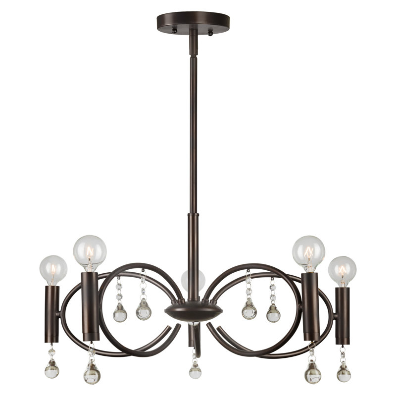 Lustre géométrique 5 lumières unique/à l’état Belvedere, Bronze antique