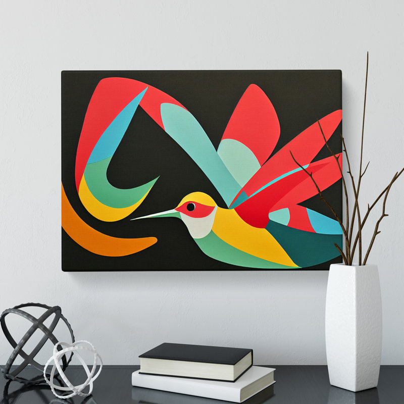 The Abstract Hummingbird - Wrapped Canvas, 40cm H x 60cm W x 3cm D