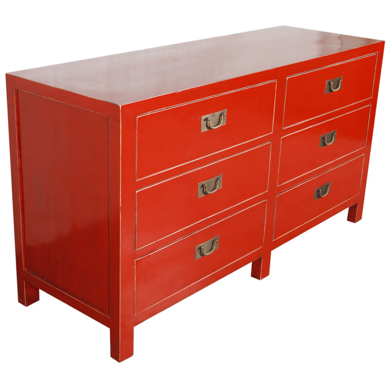 150 cm W Chest of 6 Drawers, White / opaline