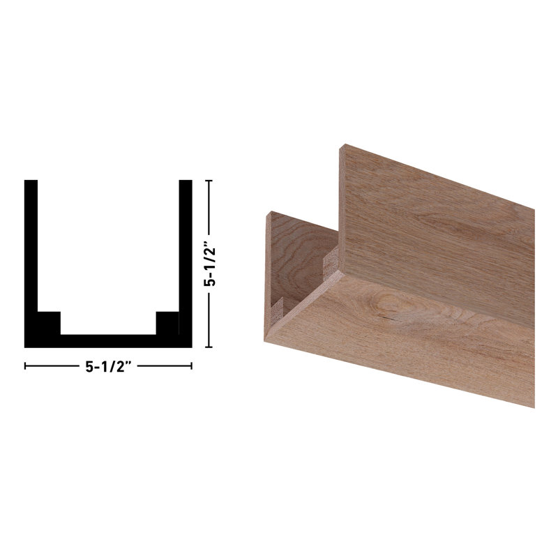 Natural White Oak Unfinished U-Shaped Decorative Beam