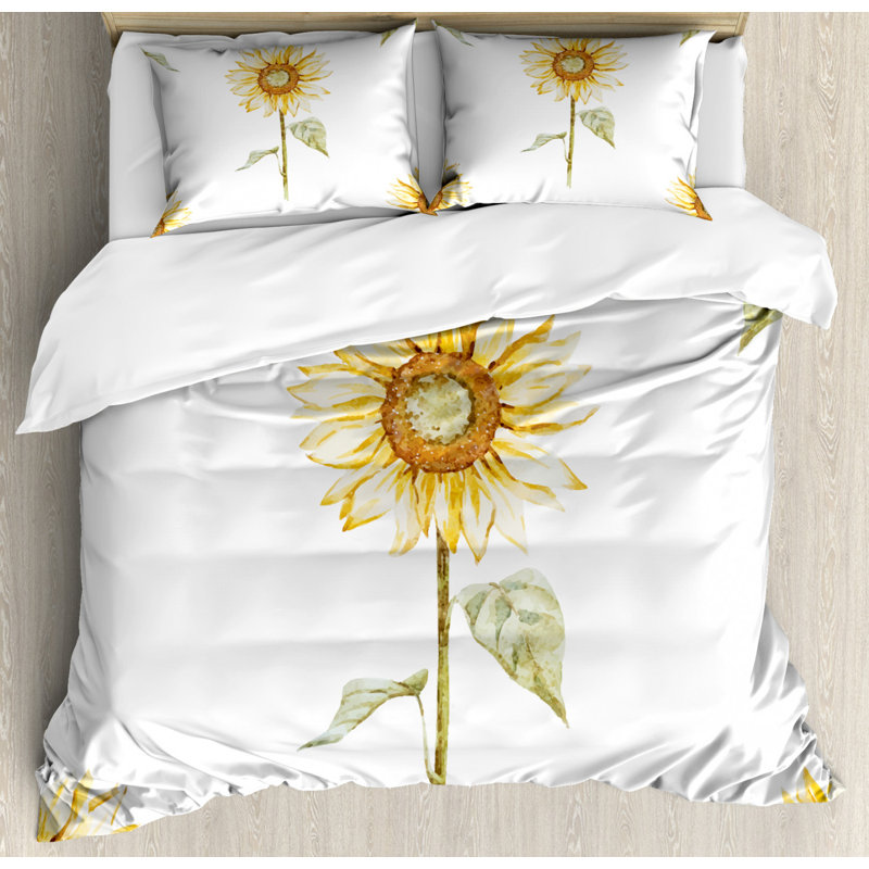 Ida Yellow/White Microfibre 350 TC Duvet Cover Set, 155 x 220 cm - 2 Pillowcases (80 x 80 cm)