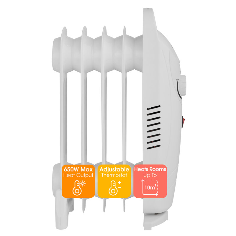 Abode 428 BTU Electric Radiator Space Heater with Adjustable Thermostat