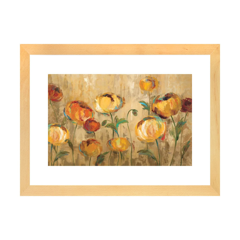 Joyful Ranunculi par Silvia Vassileva - reproduction d'art, H 24 po x l 32 po x P 1 po, Cadre papier naturel