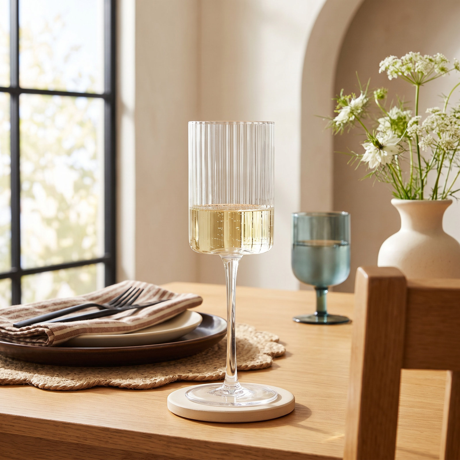 Elle Ribbed White Wine Glass