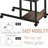 Industrial C-Shaped Mobile Rolling Sofa Side Table With 3-Tier Storage Shelving, Adjustable Height