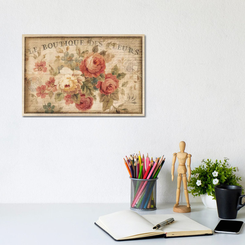 Parisian Flowers III - Print on Canvas, Wrapped Canvas, 20.32 cm H x 30.48 cm W