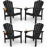 Dareona Pakkdiarie Set of 4 HDPE Stackable Adirondack Chairs with Cup Holders, All-Weather Outdoor Patio Chairs