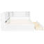 Grand lit de jour en bois avec DEL, USB, 2 tiroirs et tablettes de rangement intégrées, blanc-1642782228