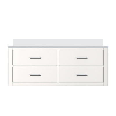 Meuble-lavabo simple blanc 48 po X P 22 po D, avec plateau en quartz blanc