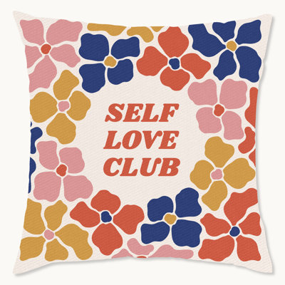 Wynwood Studio Retro Floral Outdoor Decorative Throw Pillow, 18" x 18", Self Love Club Floral