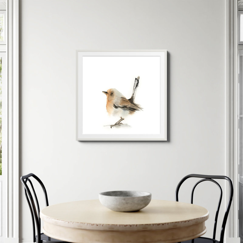 «Little Robin», reproduction encadrée, Papier avec cadre unique blanc, Oui, H 30 po x l 30 po