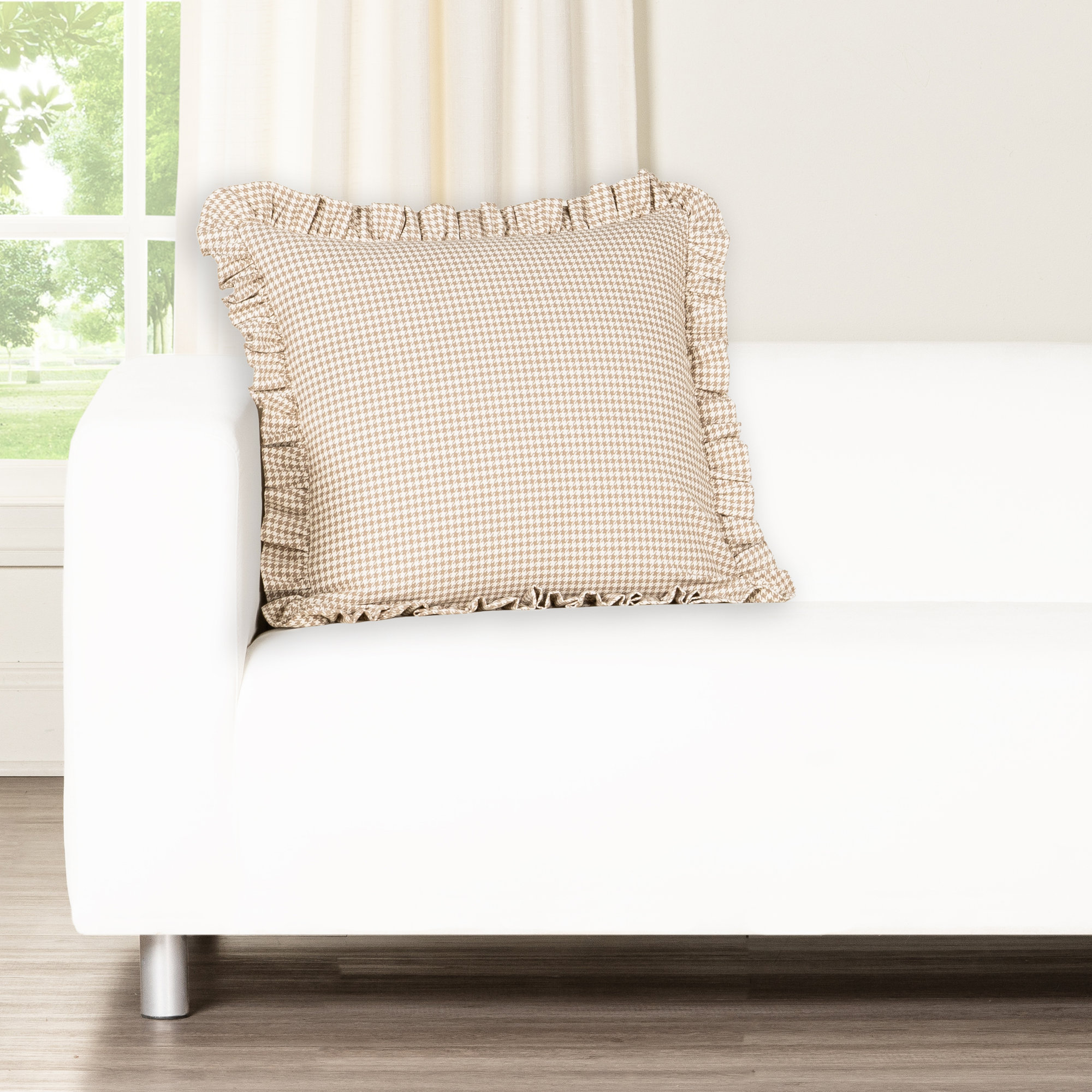 Birch Lane Sashay Ruffled Accent Pillow, Feather, Brown