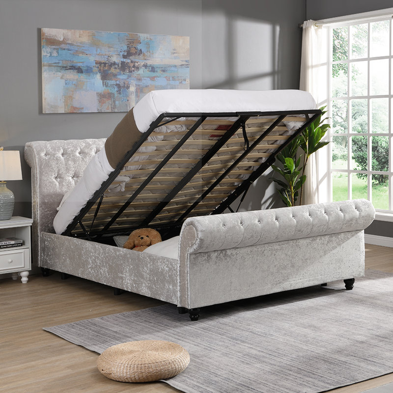Lit avec rangement Hartfried, Full, Argent