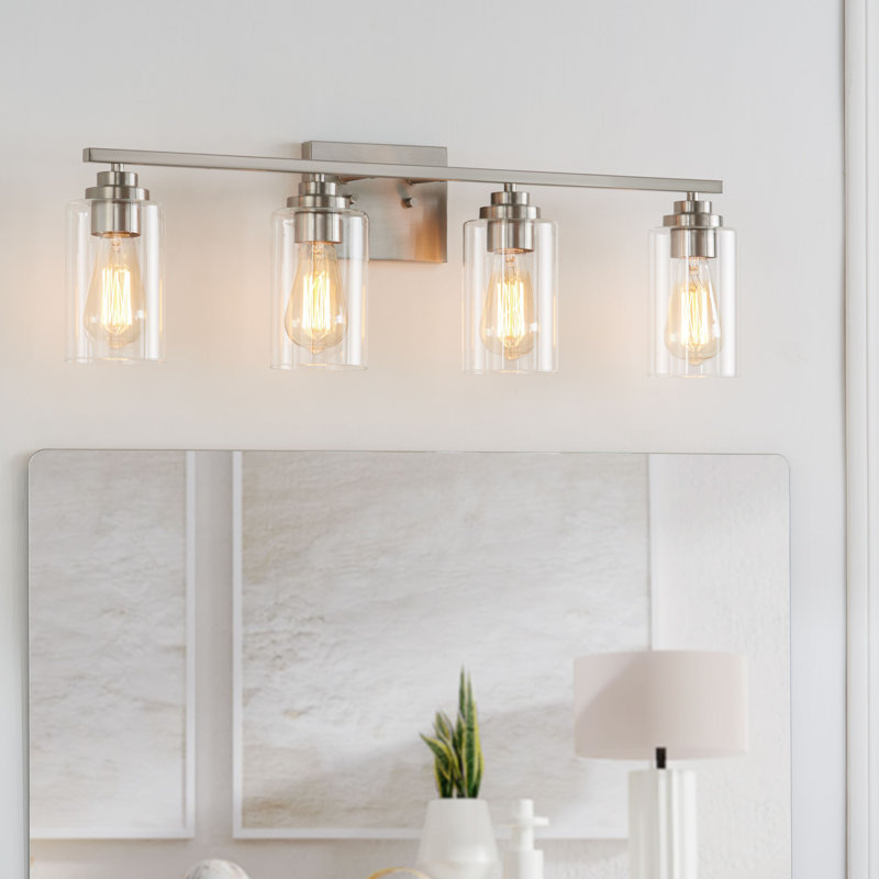 Quitterie - Éclairage pour meuble-lavabo, Nickel brossé, Clear, 4