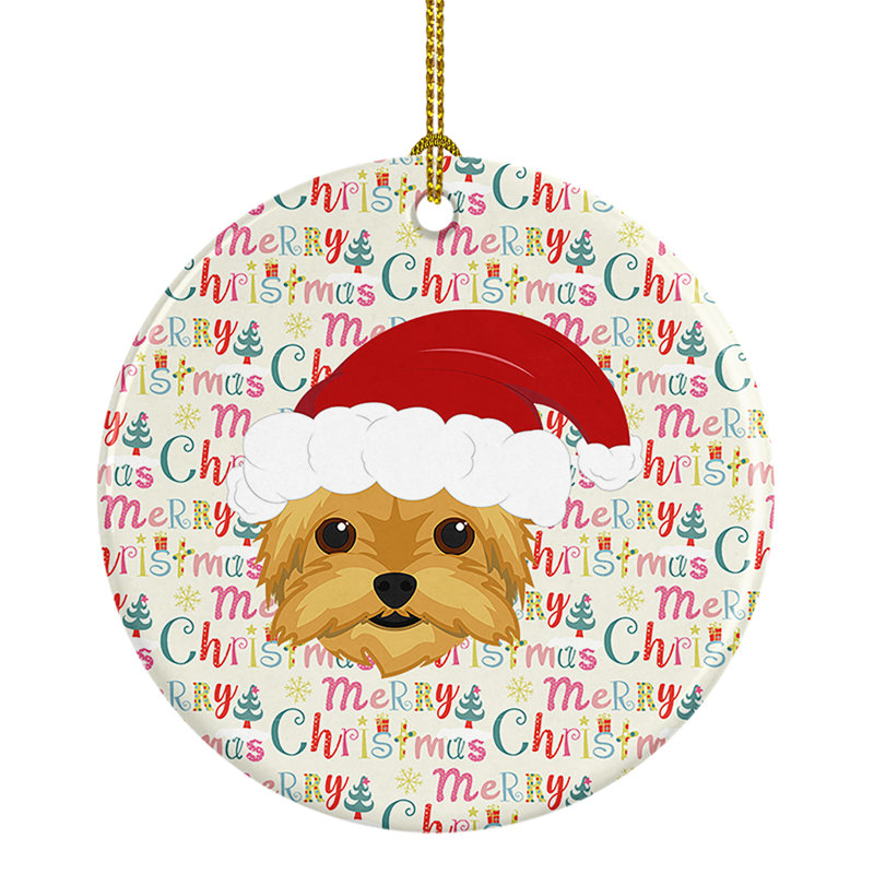 Ornement suspendu Yorkie Merry Christmas