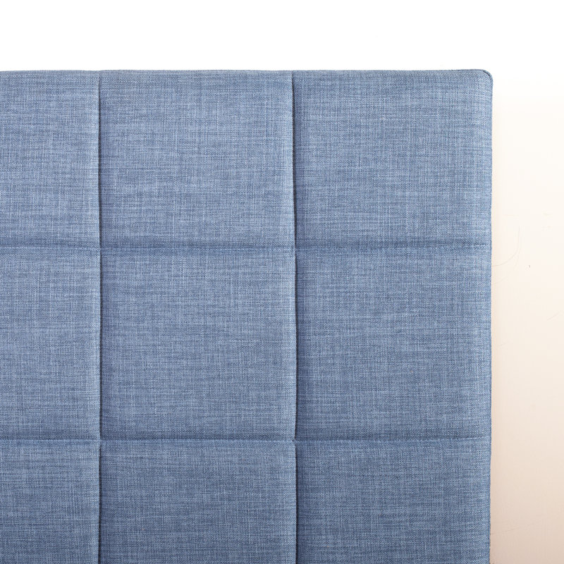 Lit plateforme tapissier Suhavi, Double, Bleu clair