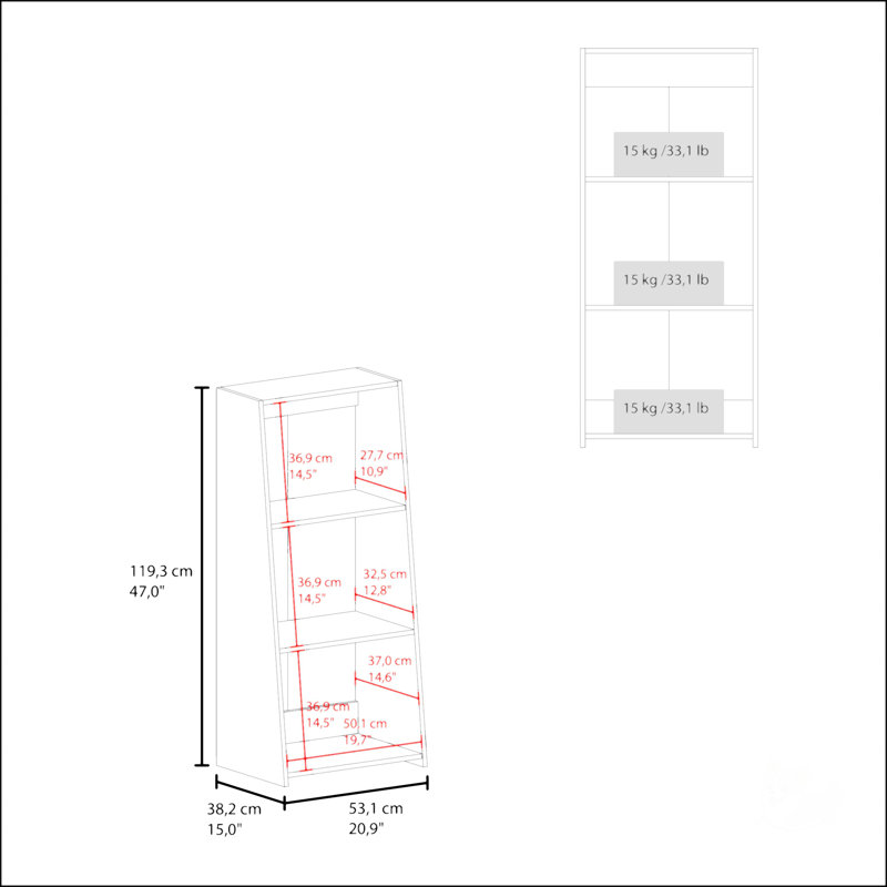 White Bookcase With Three Shelf, White