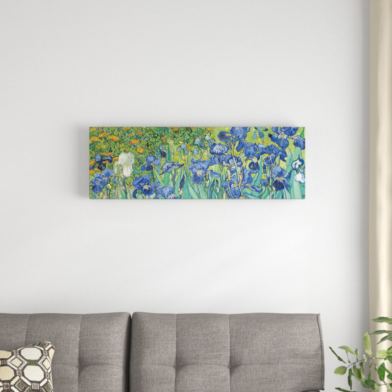 «Irises 1889» par Vincent Van Gogh, impression sur toile, H 12 po x l 36 po x P 1,5 po, Toile avec cadre noir