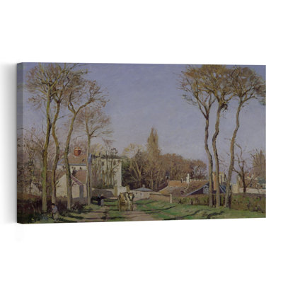 Entrée du village de Voisins-le-Bretonneux, 1872. Affiche murale abstraite contemporaine représentant un cheval, un arbre et une architecture.