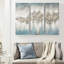 3 décorations murales abstraites, bleu gris avec roche naturelle et paillettes, 15 po x 35 po, décoration intérieure moderne en toile, textures épaisses, l 15 po x H 35 po, cintres