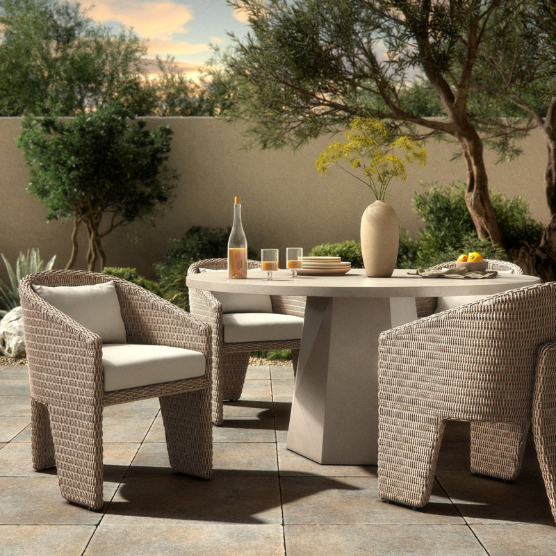 Chaise de patio avec coussin Chariese, Blanc rétro / blanc