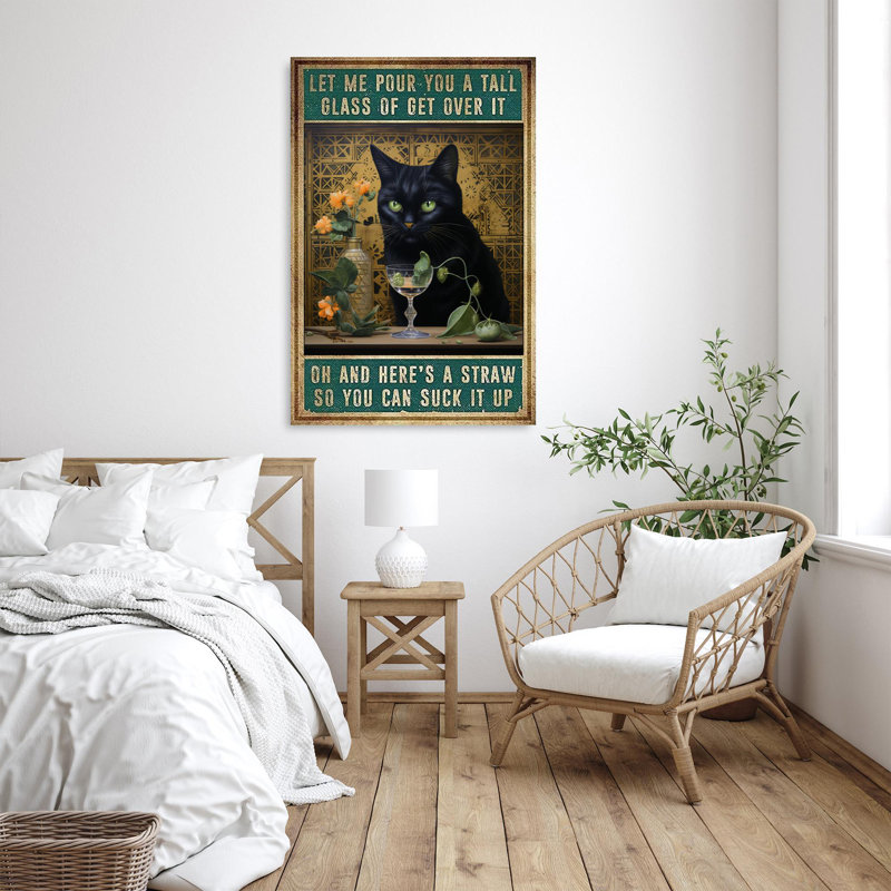 Chat laissez-moi vous verser un grand verre, H 14 po x l 11 po x P 1,25 po