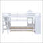 Lit superposé double de style château avec tiroirs, tablettes et glissoire pour chambre d'enfant-725461184-725461185